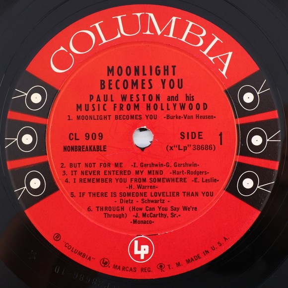Paul Weston Hollywood Music Moonlight Becomes You 1956 Mono 12" LP Record CL 909 - Picture 10 of 16